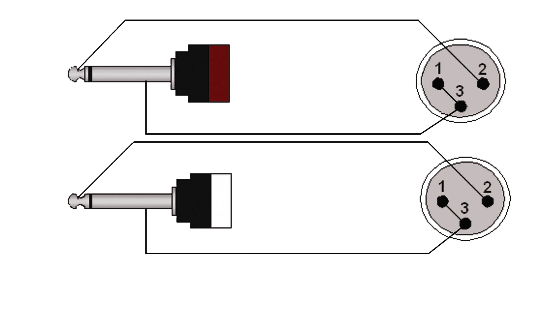 Распайка микрофонного картриджа CAB708 - 2 x XLR male - 2 x 6.3 mm Jack male mono