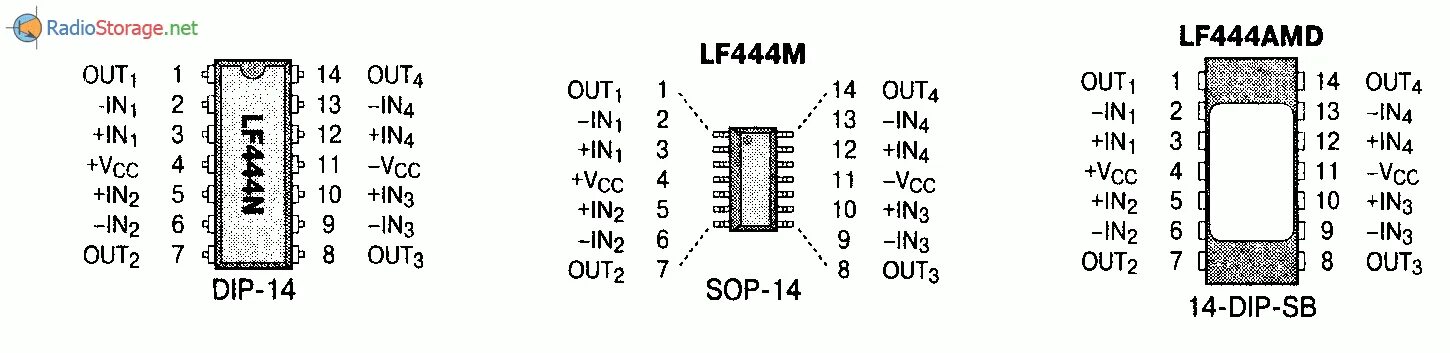 Распайка микросхемы Микросхема LF444 - операционный усилитель на 4 канала