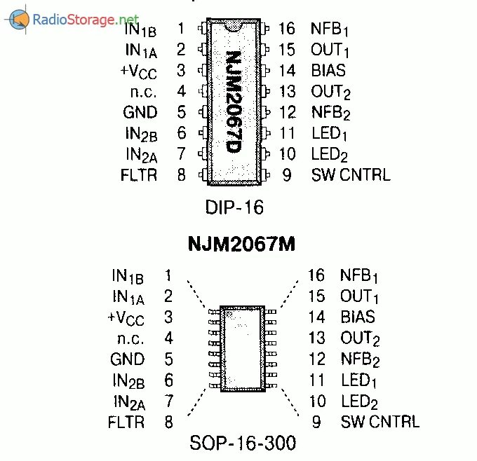 Распайка микросхемы Микросхема NJM2067D - двухканальный предусилитель НЧ (80Дб при 3-4,5В)