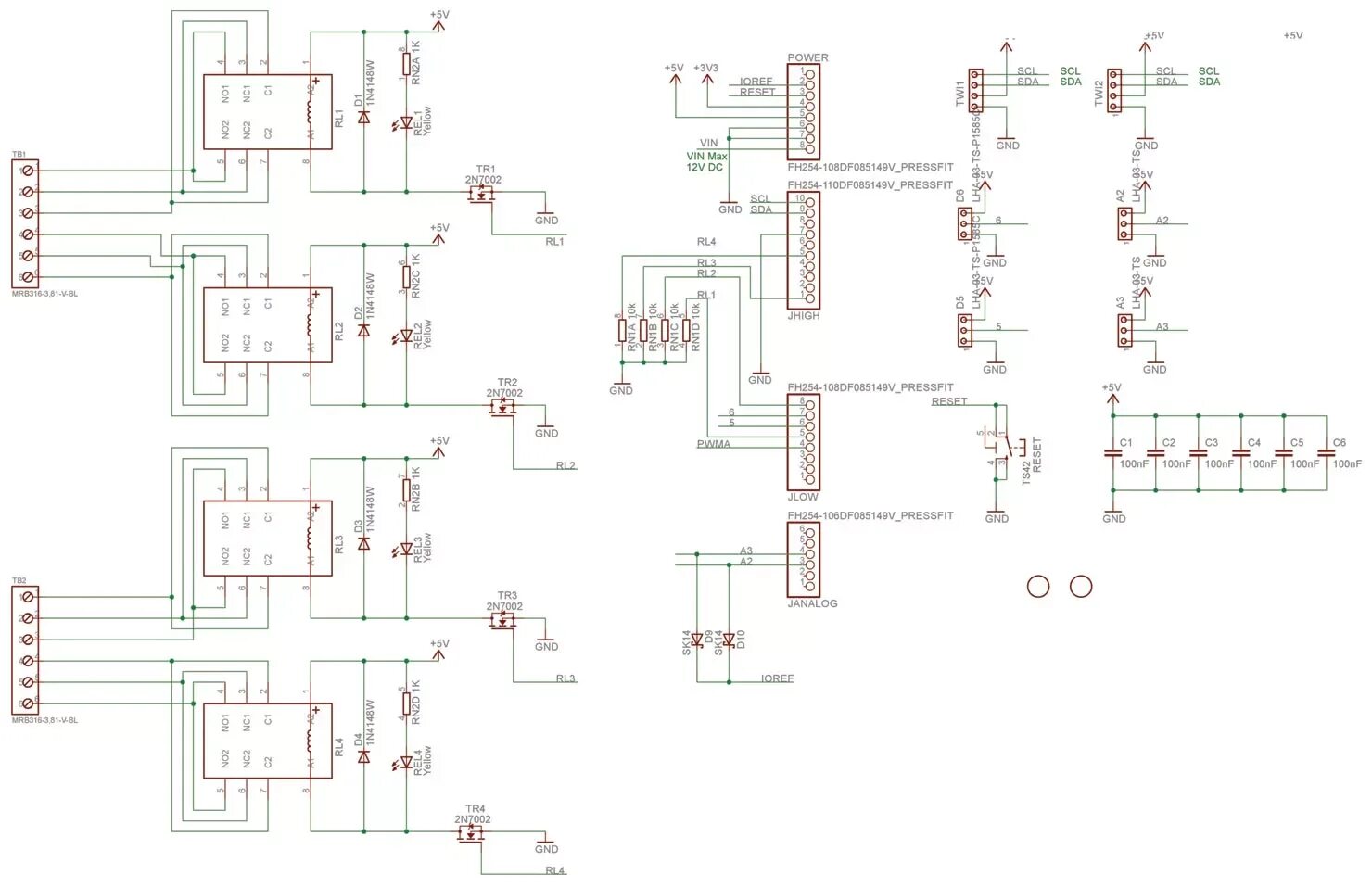 Распайка плат Распиновка: Arduino 4 RELAYS SHIELD АрдуиноПлюс