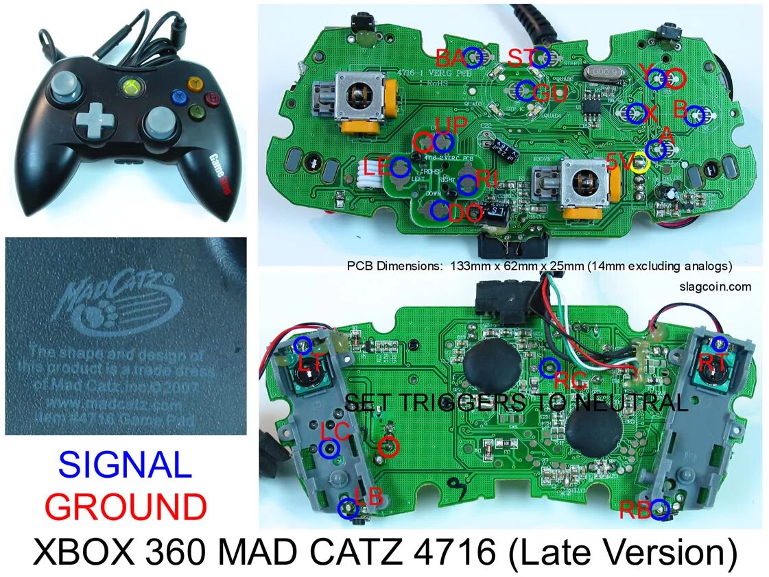 Распайка платы геймпада xbox 360 Joystick Controller - PCB and Wiring