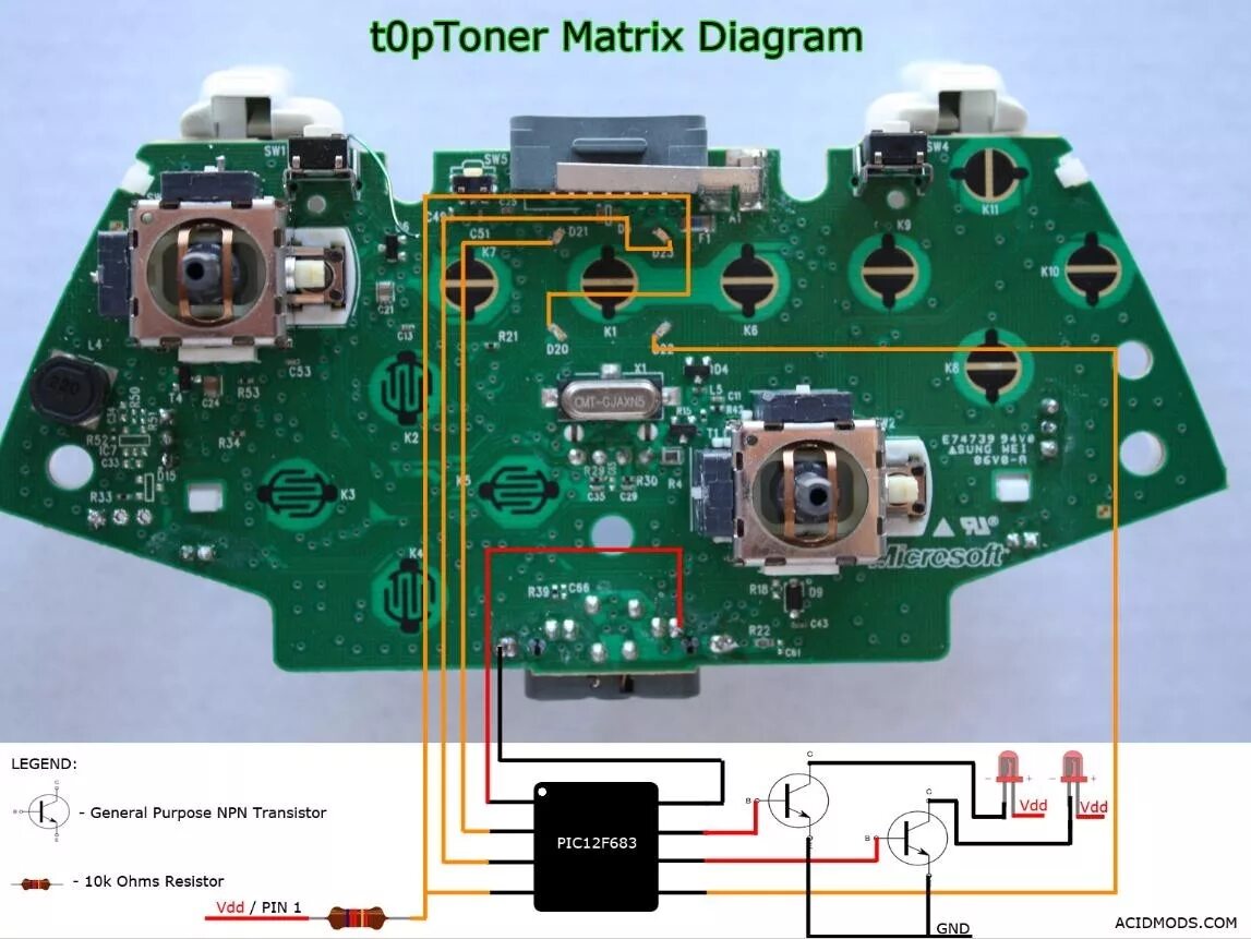 Распайка платы геймпада xbox 360 Xbox 360 Circuit Board Wiring Diagram Image