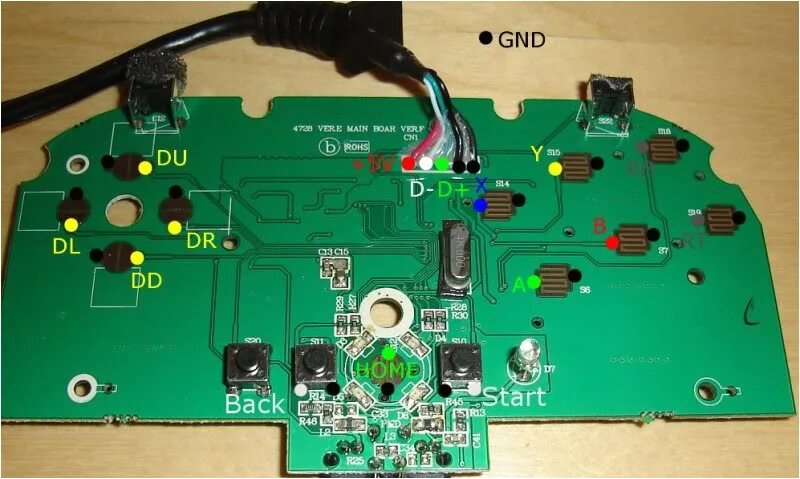 Распайка платы геймпада xbox 360 Xbox 360 Wired Controller Circuit Board Diagram Controller Diagram Likewise Xbox