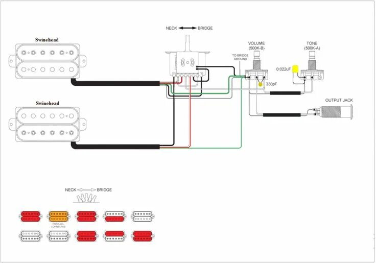 Распайка пятипозиционный переключатель и два хамбакера Ibanez Pickup Wiring Guide Wiring diagram, Ibanez, Guitar building