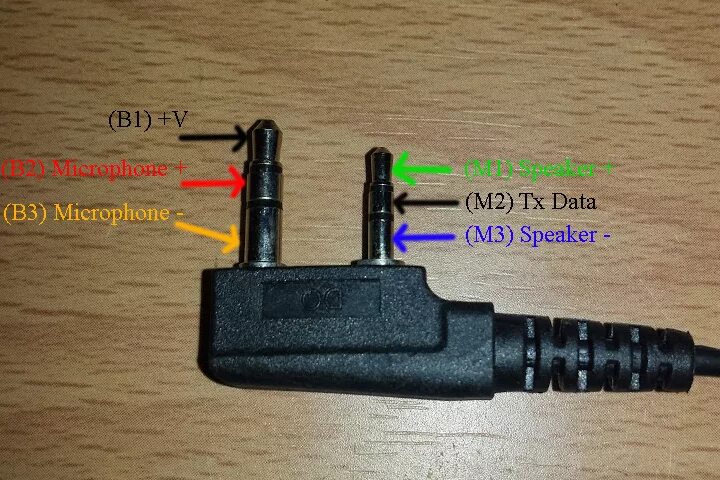 Распайка рации Icom Kenwood Baofeng S1 K - Słuchawki i mikro Icom (wtyk S1) do Baofeng (gniazdo