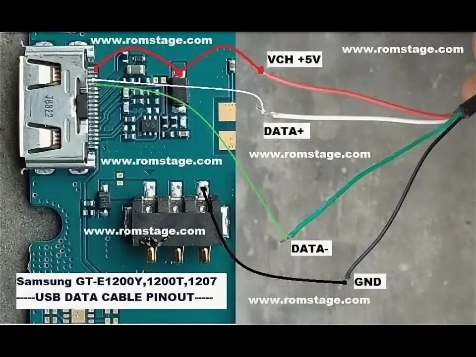 Распайка samsung Samsung GT E1200Y unlock password USB Data Cable Pinout - YouTube