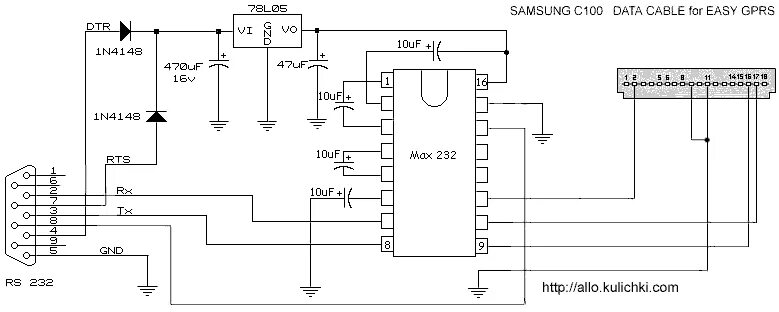 Распайка samsung Схема кабеля Samsung C100 + распиновка