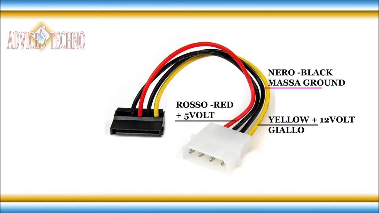 Распайка sata питания ELECTRICAL DIAGRAM MOLEX SATA CABLE SCHEMA ELETTRICO CAVO MOLEX SATA - YouTube