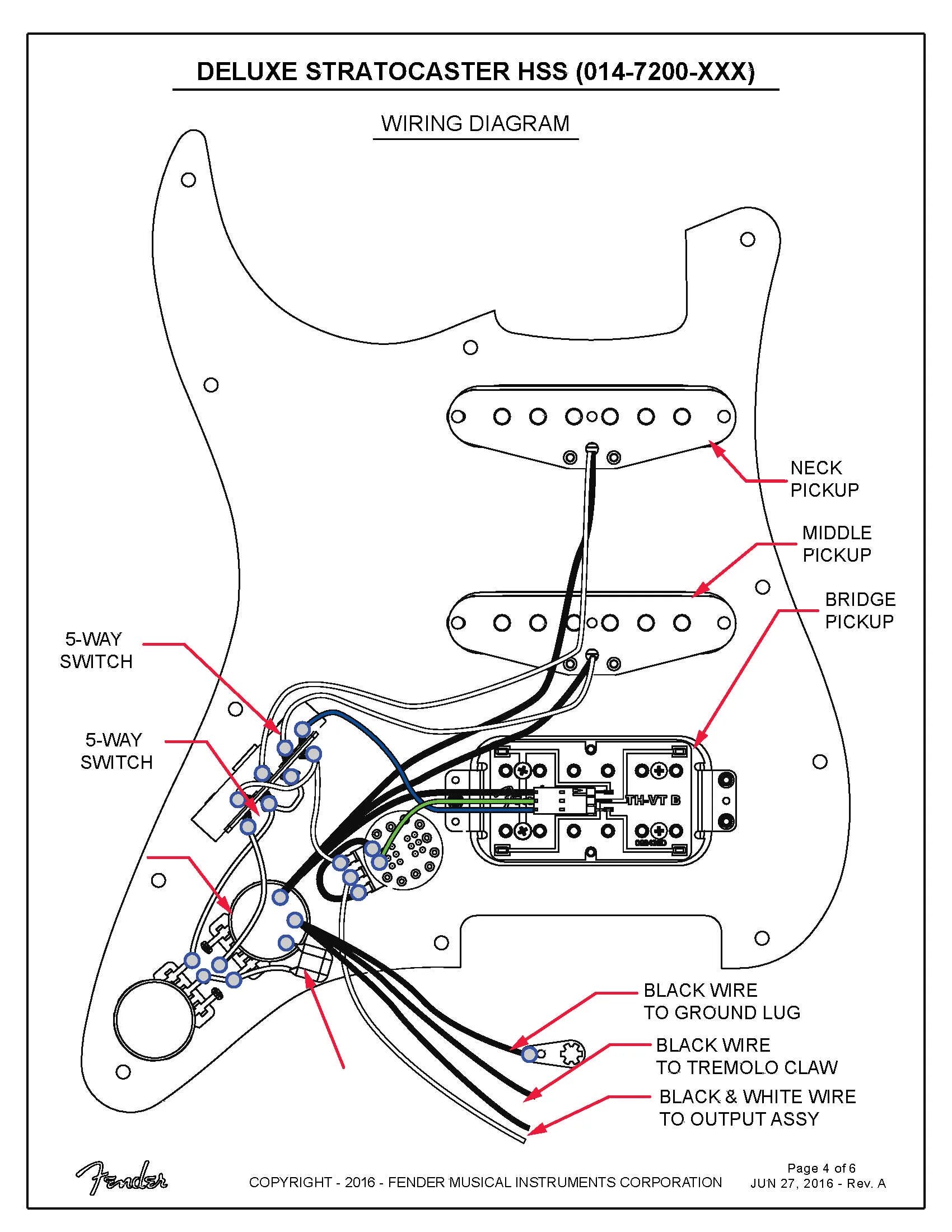 Распайка стратокастера hss Fender Deluxe Stratocaster HSS 0147200 Service Manual - Customer Self-Service