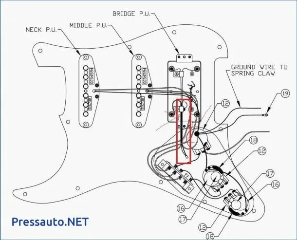 Распайка суперстрат Fender Stratocaster Wiring Diagram Fender stratocaster hss, Fender stratocaster,