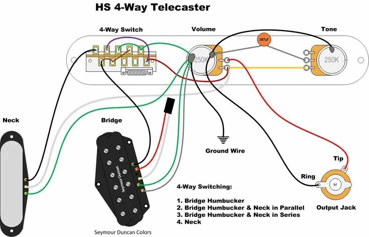 Распайка телекастер HS 4-Way Tele Telecaster, Wire, Guitar diy