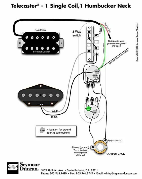 Распайка телекастер с хамбакером Telecaster Wiring Diagram - Humbucker & Single Coil Guitar building, Guitar pick