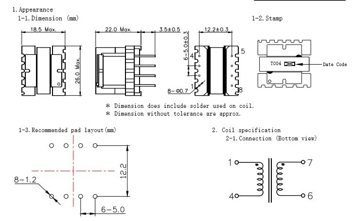 Распайка трансформаторов EE25 4+4pin Switching power supply high frequency transformer SWPS transformer h