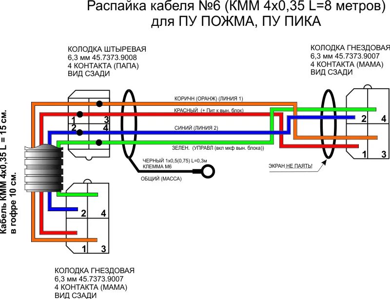 Распайка триггерных кабелей roland Кабель № 6 соединительный. УРАЛИНТЕЛКОМ