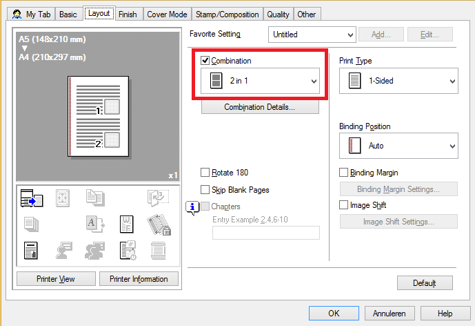 Распечатать 2 фото на одном листе c# - Printing two A5 pages on a single A4 page - configure print settings by cod