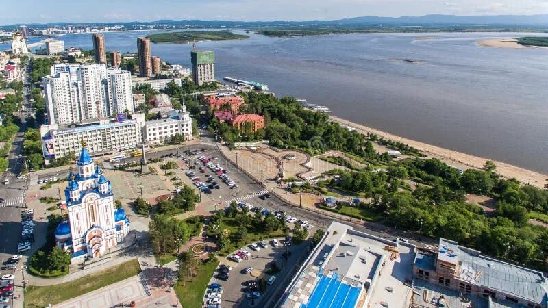 Распечатать фото хабаровск Khabarovsk Komsomolskaya Square. the View from the Top. Filmed with a Drone. the