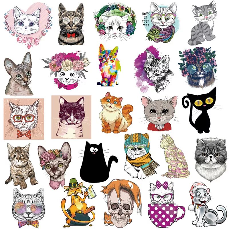 Распечатать фото котика для наклеек 50 Pcs/lot Kawaii Cat Stickers Cartoon Anime Animal Waterproof Sticker Kids Toys