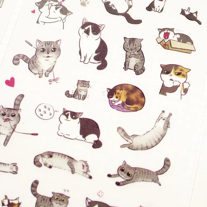 Распечатать фото котика для наклеек Z29 6 Sheets Kawaii Cute Funny Playing Cat Diy Decorative Stickers Diary Phone B