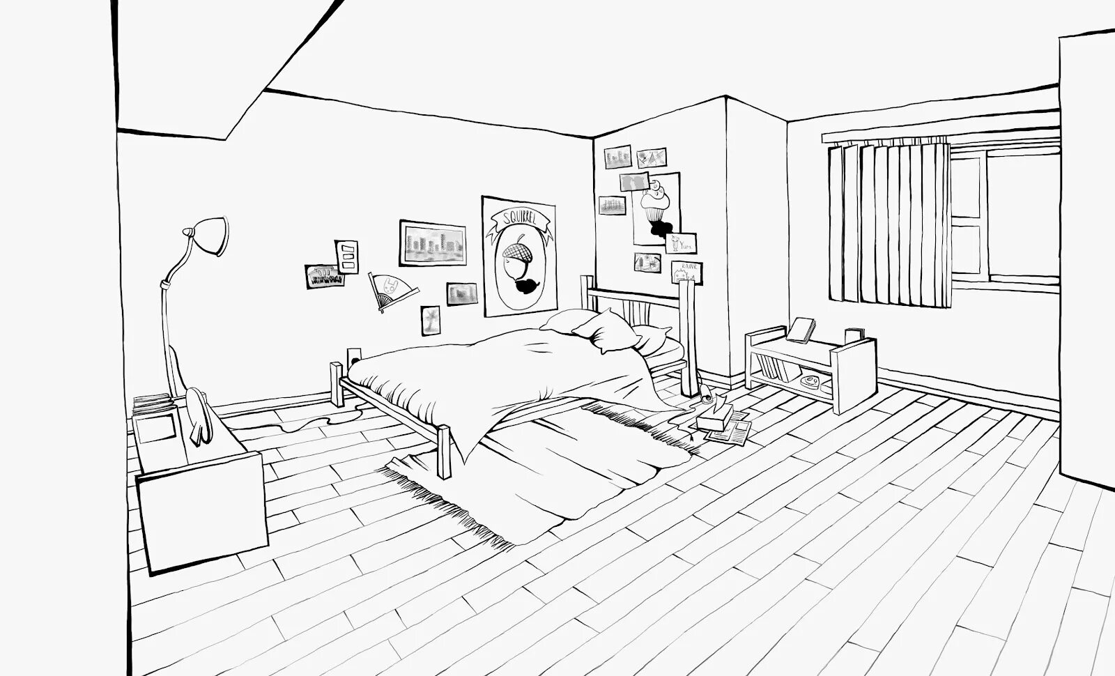 Распечатать интерьер комнаты Coloriage Chambre #66596 (Bâtiments et Architecture) - Dessin à colorier - Color