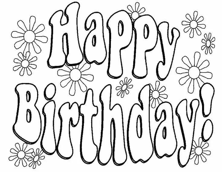 Распечатать картинки с днем рождения женщине Adult coloring page Happy Birthday 6 Happy birthday coloring pages, Mom coloring