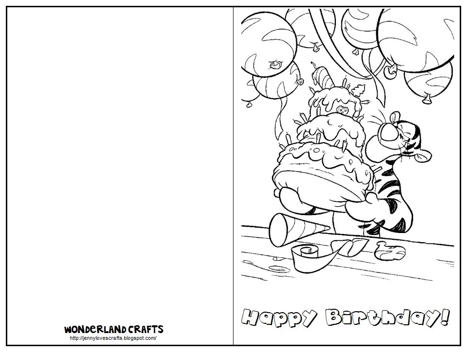 Распечатать картинки с днем рождения женщине Wonderland Crafts: Birthday Birthday cards to print, Coloring birthday cards, Fr