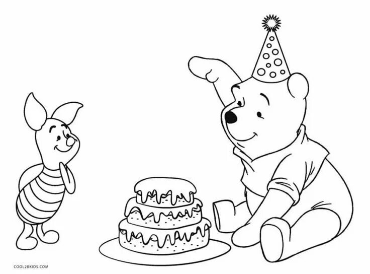 Распечатать картинки с днем рождения женщине Free Printable Winnie the Pooh Coloring Pages For Kids Birthday coloring pages, 