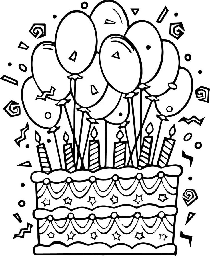 Распечатать картинку с днем рождения Birthday Cake Coloring Pages - Wecoloringpage.com Happy birthday coloring pages,