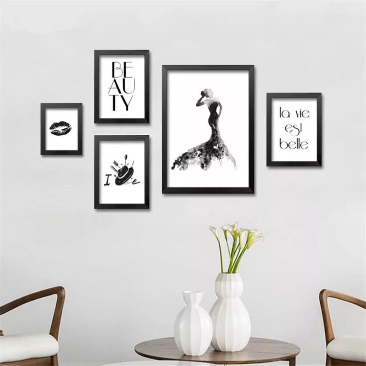 Распечатать картины на стену для интерьера Black and white paintings for the interior - the sharpness and grace of contrast