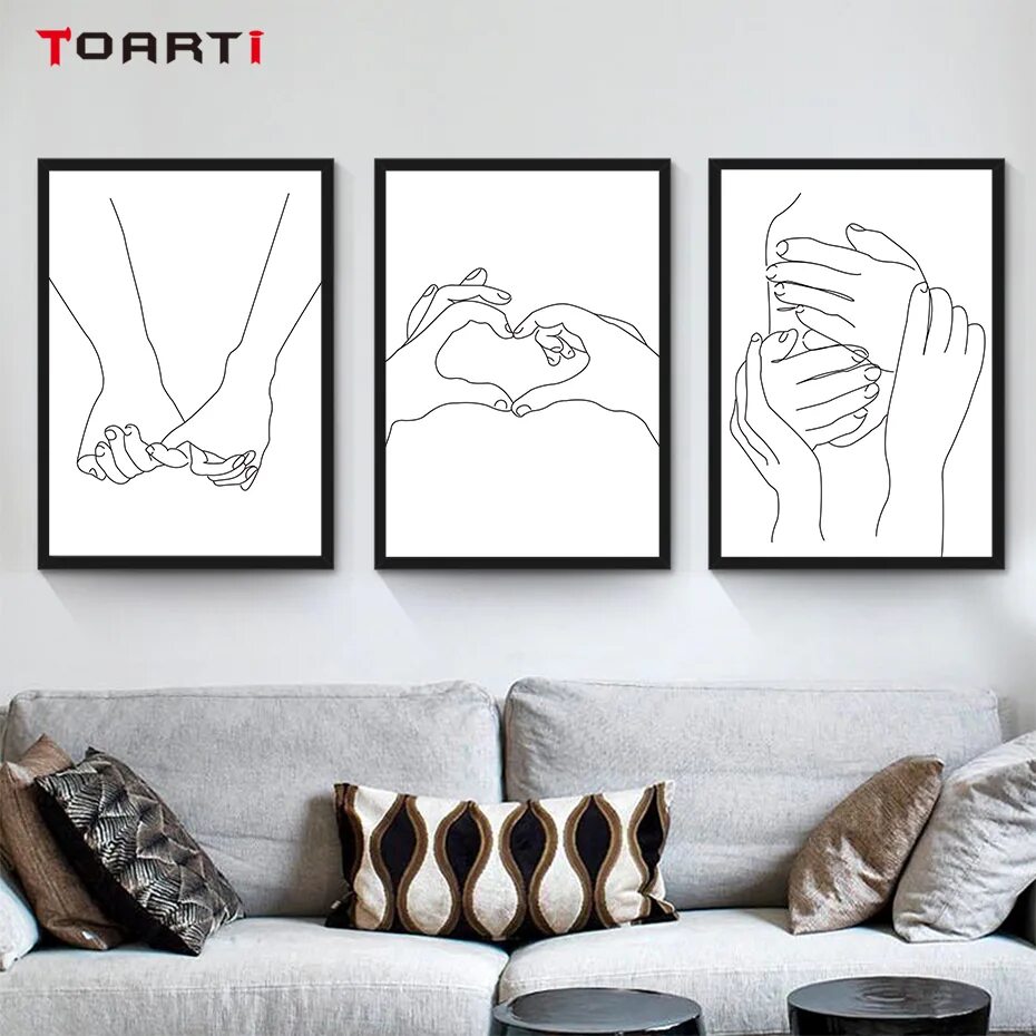 Распечатать картины на стену для интерьера Realistic Art Gesture Drawing Paintings Wall Posters Minimalist Black&White Prin