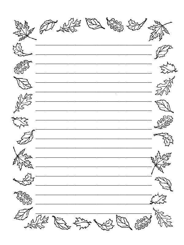 Распечатать красивое оформление coloring page Leaves - Leaves Papier à lettres, Papier à écrire, Coloriage