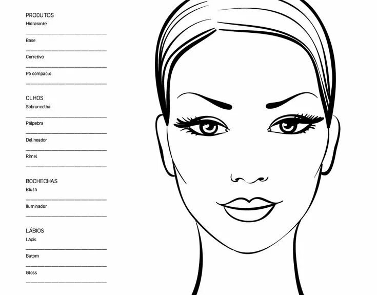 Распечатать лицо для макияжа croqui de rosto para maquiagem - Google Search Makeup face charts, Face chart, M