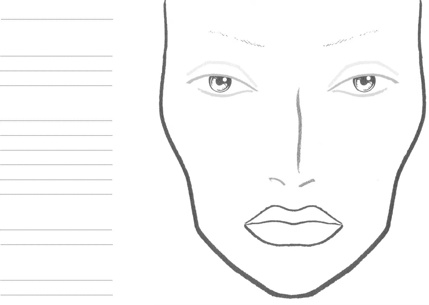 Распечатать лицо для макияжа Free Face Chart - PDF 4253KB 1 Page(s) Makeup face charts, Face chart, Mac face 