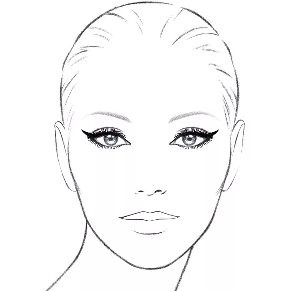 Распечатать лицо для макияжа Chanel Cat Eye Tutorial Online boutique Face chart, Face sketch, Makeup face cha