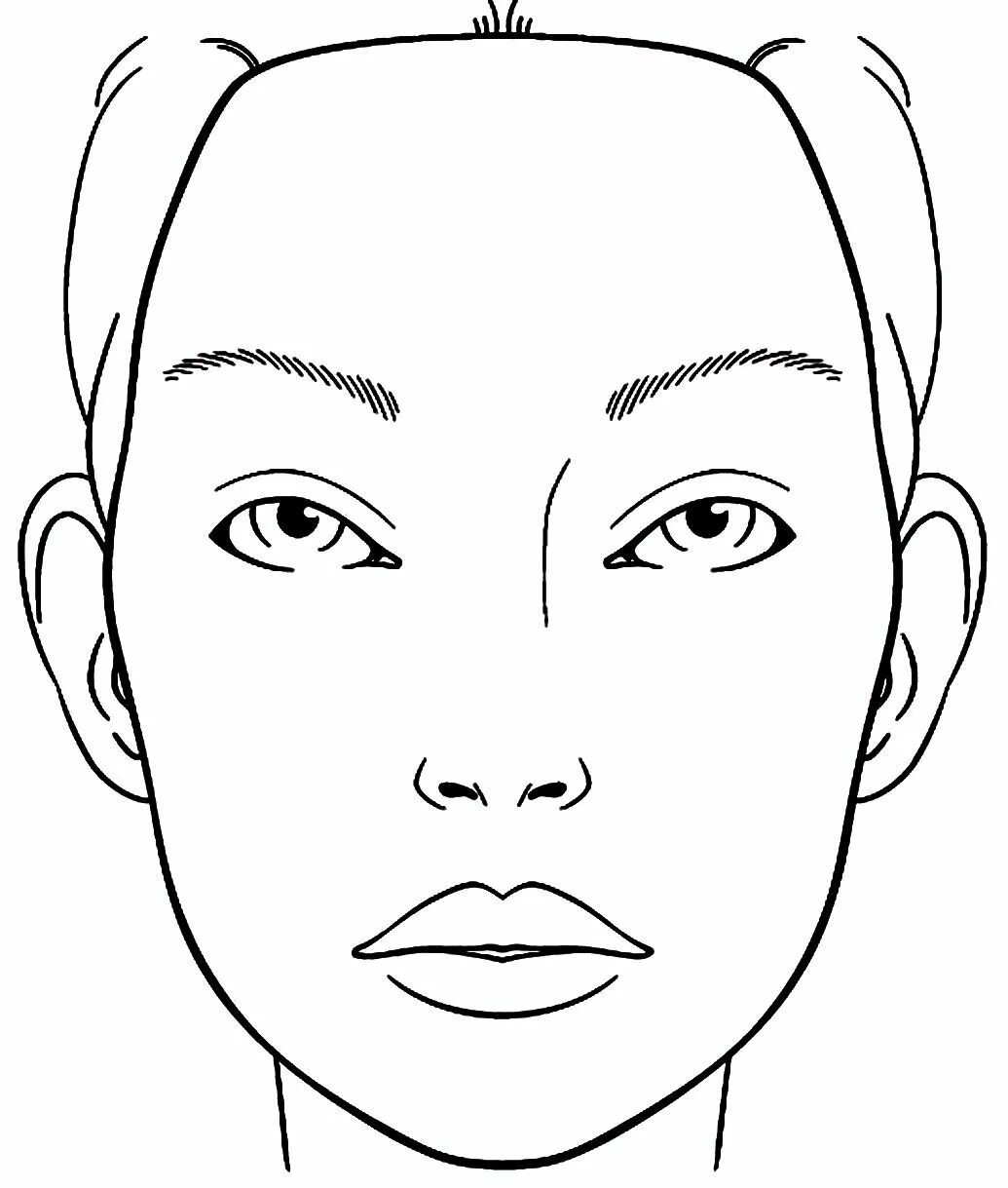 Распечатать лицо для макияжа Blank Face Chart Sketch Coloring - Makeup Sketch Template Makeup face charts, Fa