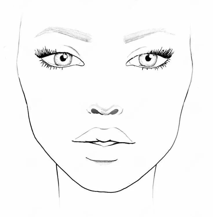 Распечатать лицо для макияжа face chart Rosto para maquiar, Croqui de maquiagem, Desenho de rosto simples Mak