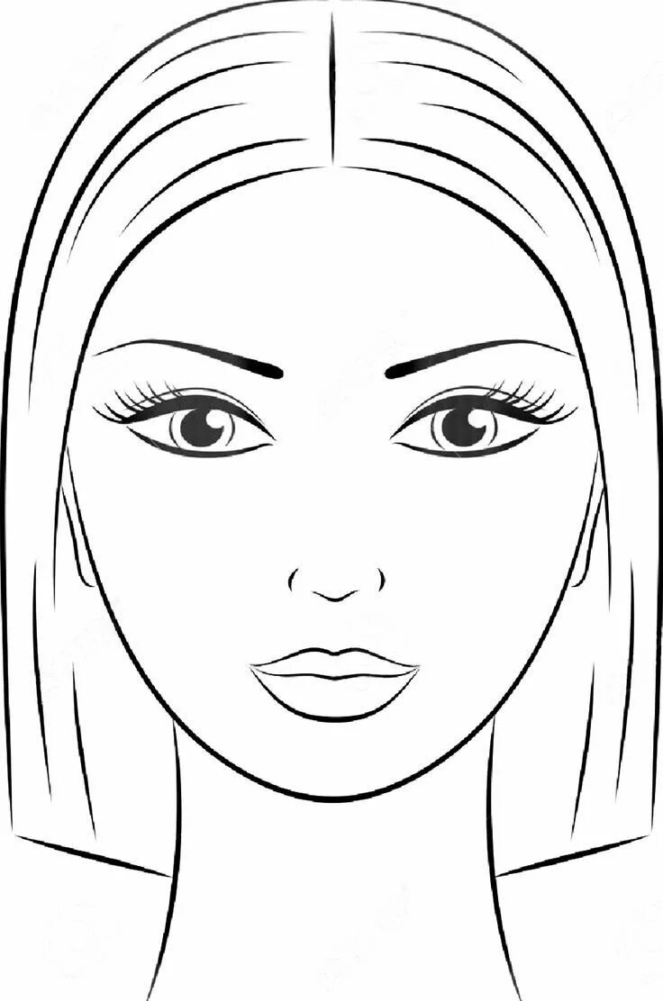 Распечатать макияж Pin on Beauty Simple face drawing, Face drawing, Female face drawing