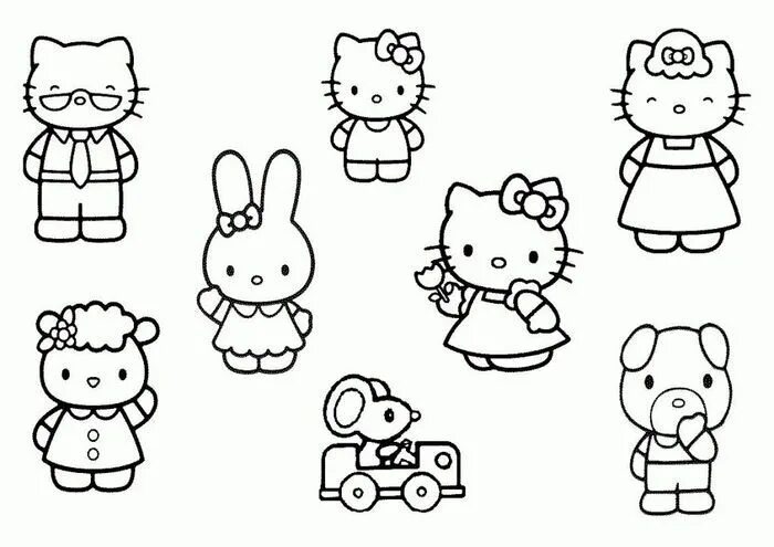 Распечатать маленькие фото Anime Coloring Pages PDF - Coloringfolder.com Hello kitty colouring pages, Hello