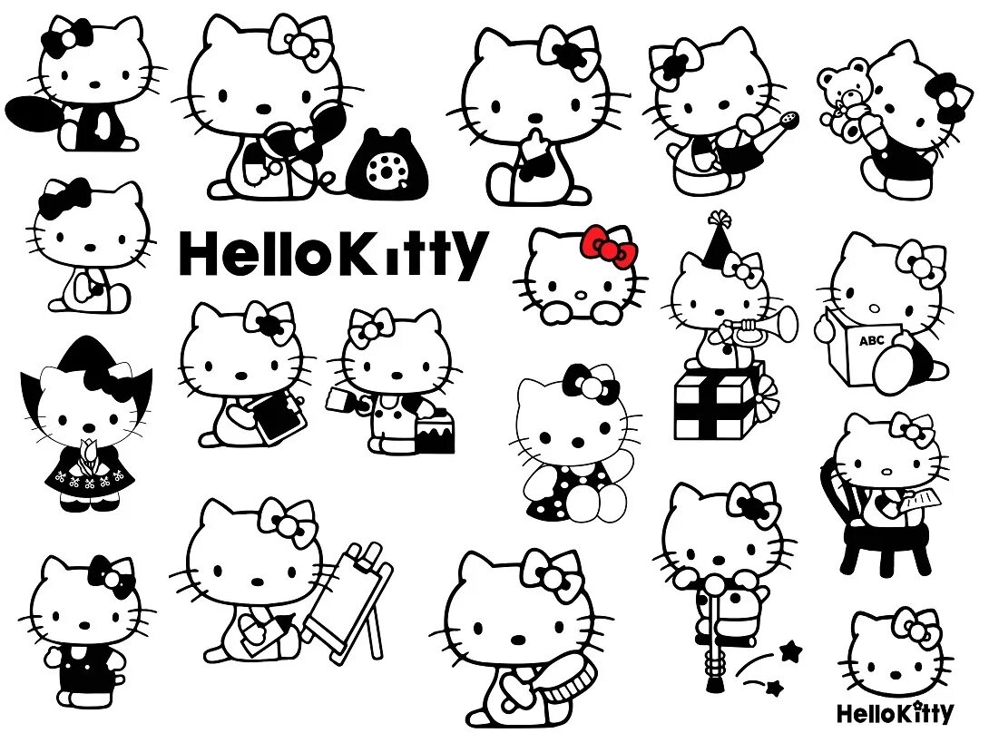 Распечатать маленькие фото Купить Hello Kitty svg,cut files,silhouette clipart,vinyl file недорого, выбор у