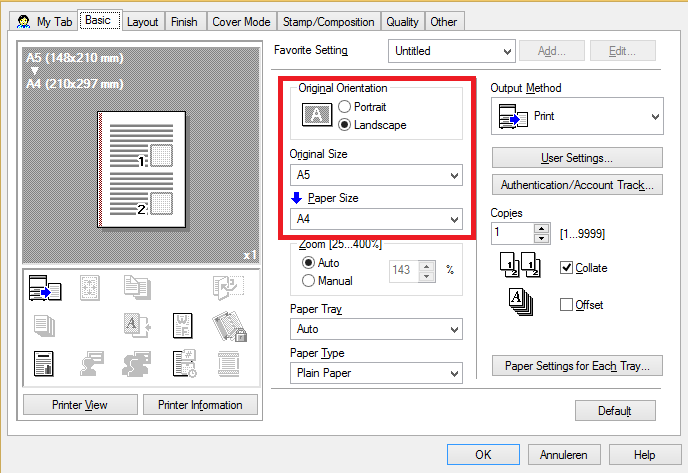 Распечатать много фото на одном листе c# - Printing two A5 pages on a single A4 page - configure print settings by cod