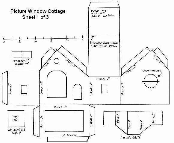 Распечатать схему дом Новогодние домики + шаблоны Paper house template, Putz houses, Paper houses