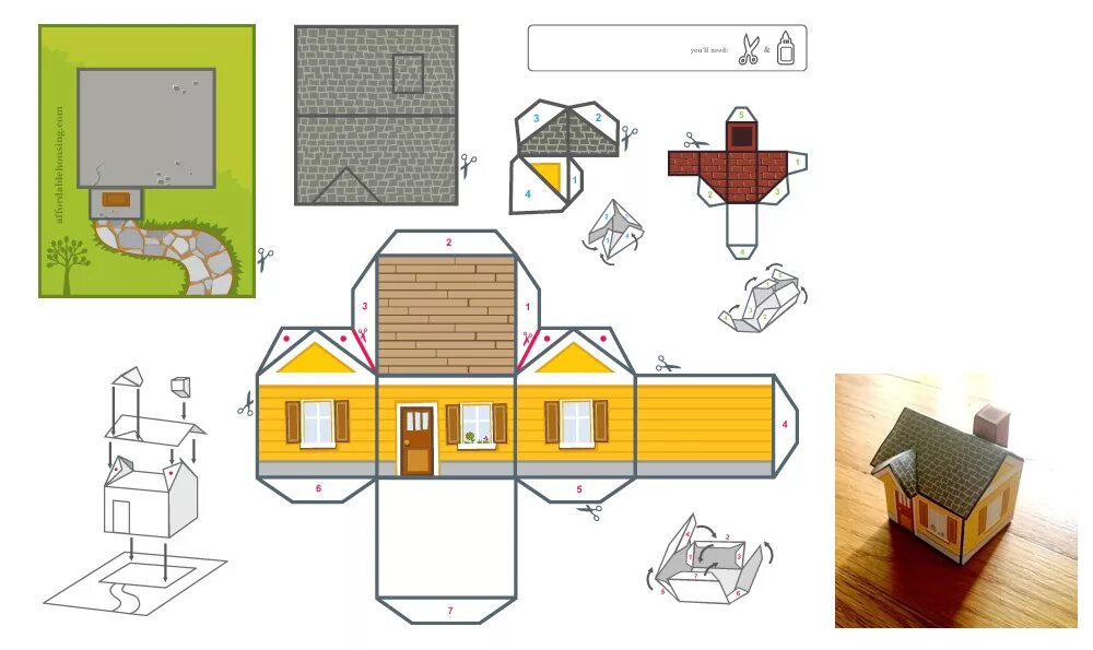 Распечатать схему дом Схема домов из бумаги