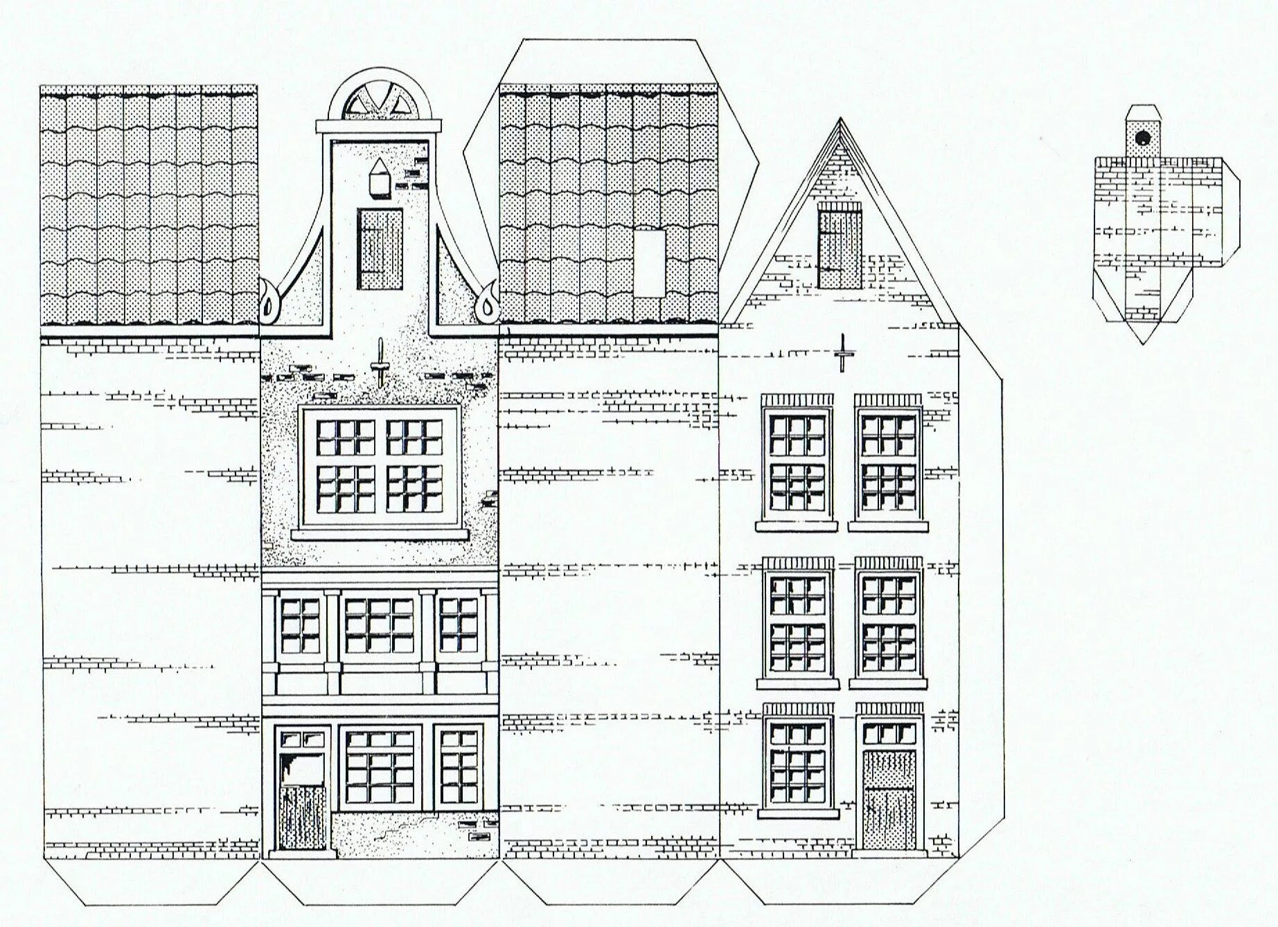 Распечатать схему дом Bouwplaat Papieren huizen, Papieren modellen, Kersthuis