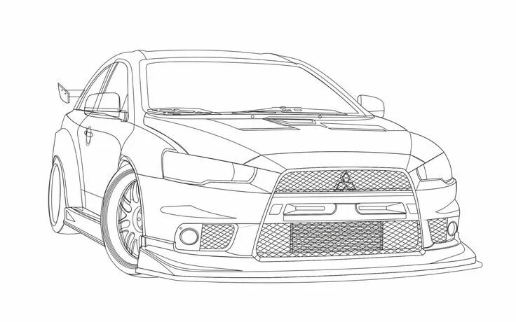 Распечатать тт машину с тюнингом Lancer Evo X Vector (sketch) Auto zeichnen, Auto skizze, Mitsubishi