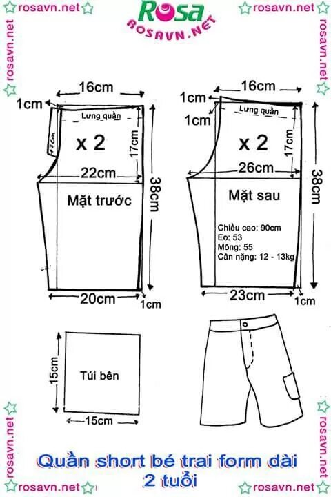 Распечатать выкройки бесплатно шорт Pin de MeTieu Bao en QUần short form dài bé trai Patrones de costura niño, Patro