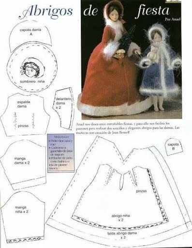 Распечатать выкройку для куклы шубку снегурочки MODA E MOLDES - FELTROMARA: VESTIDOS DE BONECA Doll making cloth, Doll clothes p