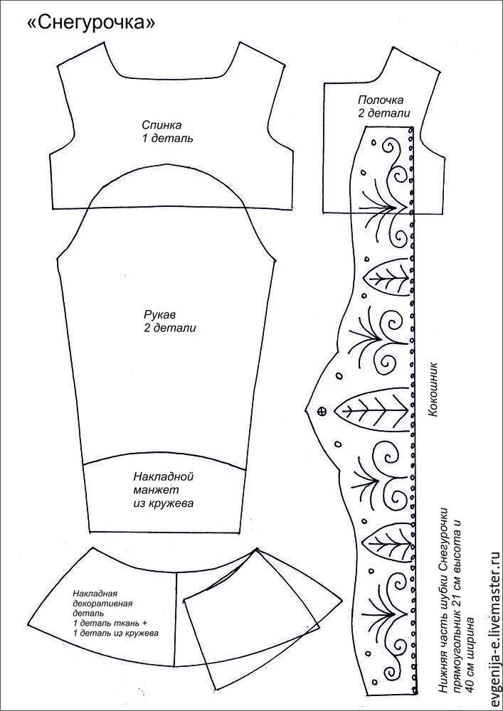 Распечатать выкройку для куклы шубку снегурочки Создаем Деда Мороза и Снегурочку. Часть 2: Мастер-Классы в журнале Ярмарки Масте
