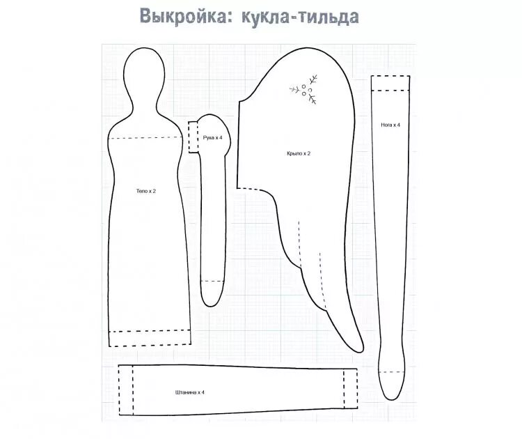 Распечатать выкройку куклы тильда Делаем Тильду своими руками из любых материалов Выкройки, Рукоделие, Тряпичные к