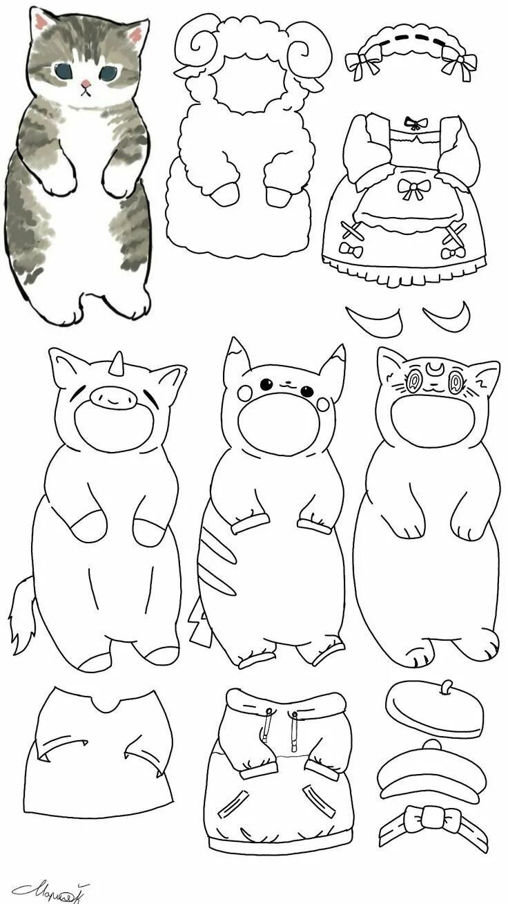 Распечатка котики фото Pin on imprimir Paper dolls diy, Paper doll template, Paper animals