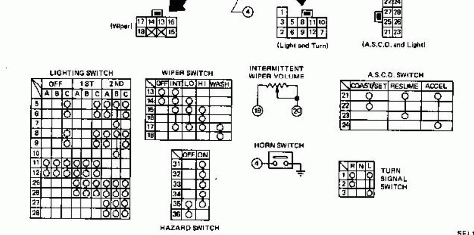 Распиновка 12.3 От S13 к S12. Замена подрулевых переключателей света и дворников. - Nissan Silvi