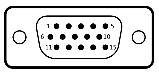 Распиновка 15 File:DE-15 male.svg - Wikimedia Commons